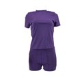 thumbnail image 1 of VISgogo Conjunto de 2 piezas para mujer, camiseta de manga corta con cuello redondo de color sólido, pantalones cortos de cintura elástica a juego VISgogo moda, 1 of 4