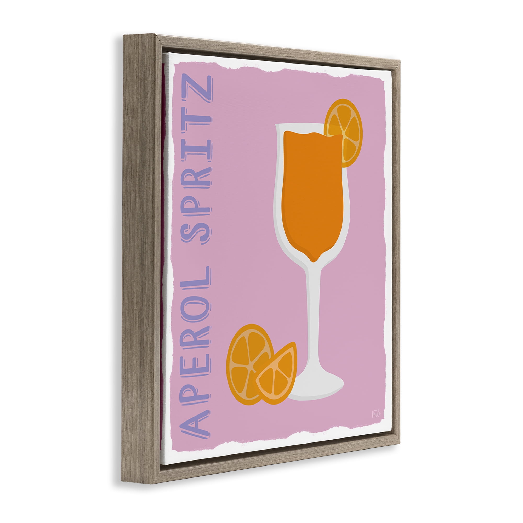 Stupell Industries Aperol Spritz Cocktail Food & Beverage Painting Brown Floater Framed Canvas Art Print Wall Art, 25 x 25