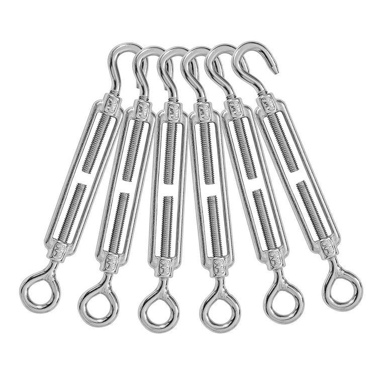 6PCS M6 Hook & Eye Turnbuckle 304 Stainless Steel Turnbuckle Wire Rope  Tension Heavy Duty Turnbuckles for Cable Railing Wire Rope Hardware Kit  (M6, Hook & Eye) 