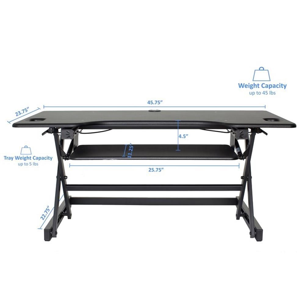Pemberly Row Adjustable Standing Desk Converter/Anti Fatigue Mat Bundle - Black