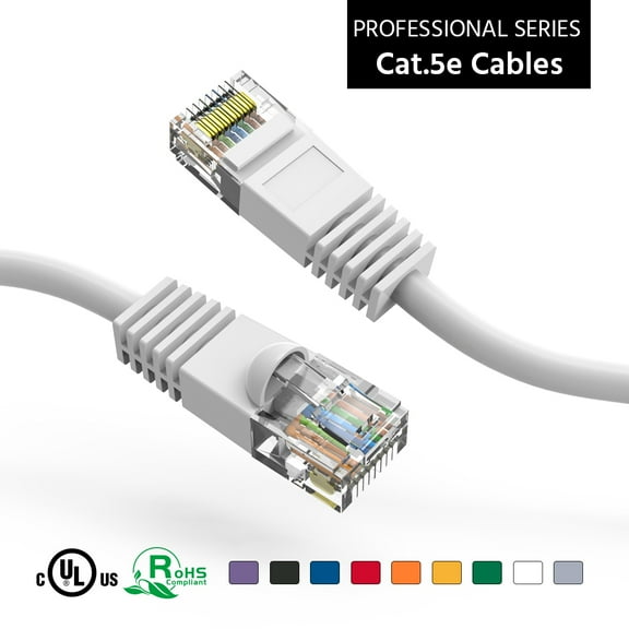 ACCL 12Ft Cat5E UTP Ethernet Network Booted Cable White, 1 Pack