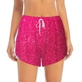 thumbnail image 2 of Balery Rose Red Glitter Pantalones cortos deportivos para mujer con forro y dos bolsillos, elásticos, para entrenamiento, gimnasio, yoga-Medium, 2 of 7