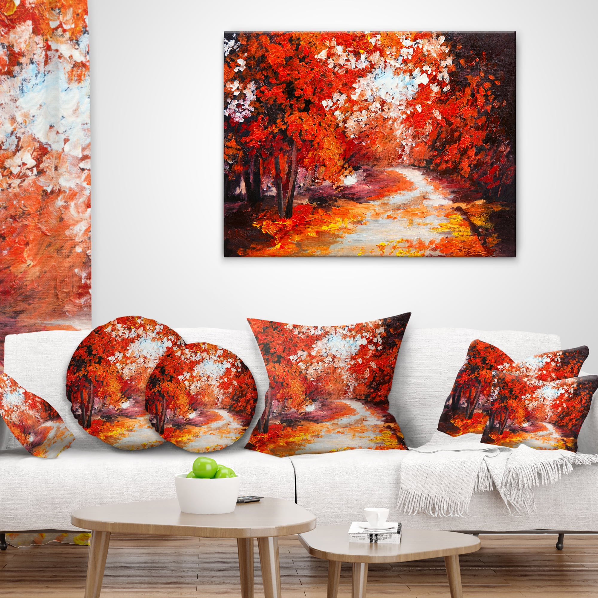 Designart Forest in the Fall - Landscape Printed Throw Pillow - 16x16