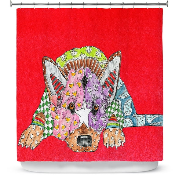 Shower Curtains 70" x 93" from DiaNoche Designs by Marley Ungaro - German Shepherd Dog Red
