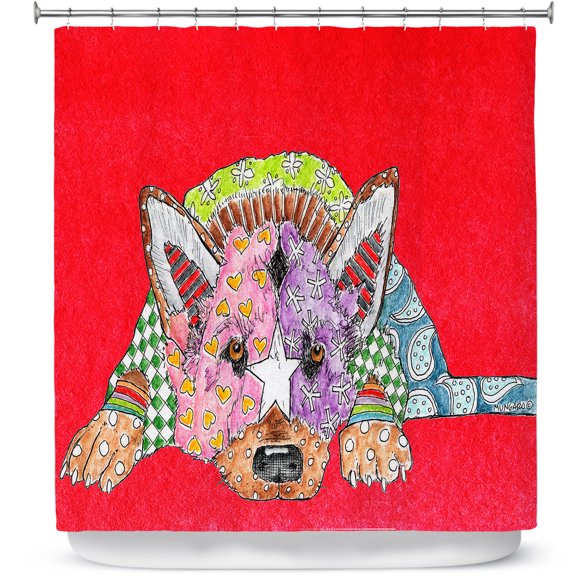 Shower Curtains 70" x 84" from DiaNoche Designs by Marley Ungaro - German Shepherd Dog Red