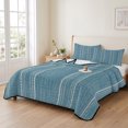 thumbnail image 3 of 3 Pieces Queen Quilt Set,Coastal Blue and White Striped Soft Bedding Sets with 1 Quilt & 2 Pillow Shams,Modern Minimalist Lines Summer Bedspread Lightweight Coverlet Comforter for All Season, 3 of 9