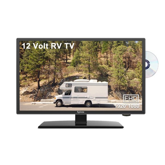 TV Sylvox 24 Pulgadas 1080P Negro con Sintonizador y Reproductor de DVD Integrado para Autocaravana