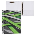 thumbnail image 3 of Green and Gray Abstract Design 12.4x10.6in PVC Round Ring Binders, 2-Pack, D-Ring 3-Hole, Metal Clip, 3 of 10