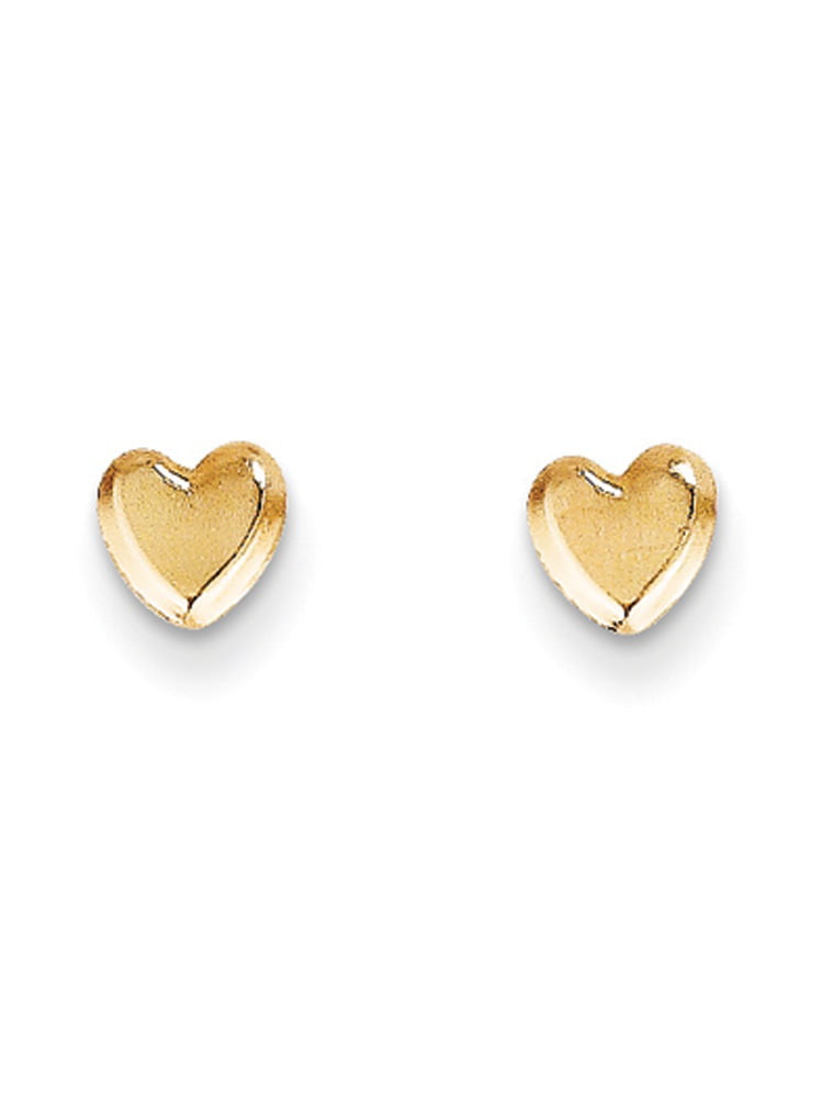 14kt Solid Gold Kids Heart Screwback Stud Earrings 