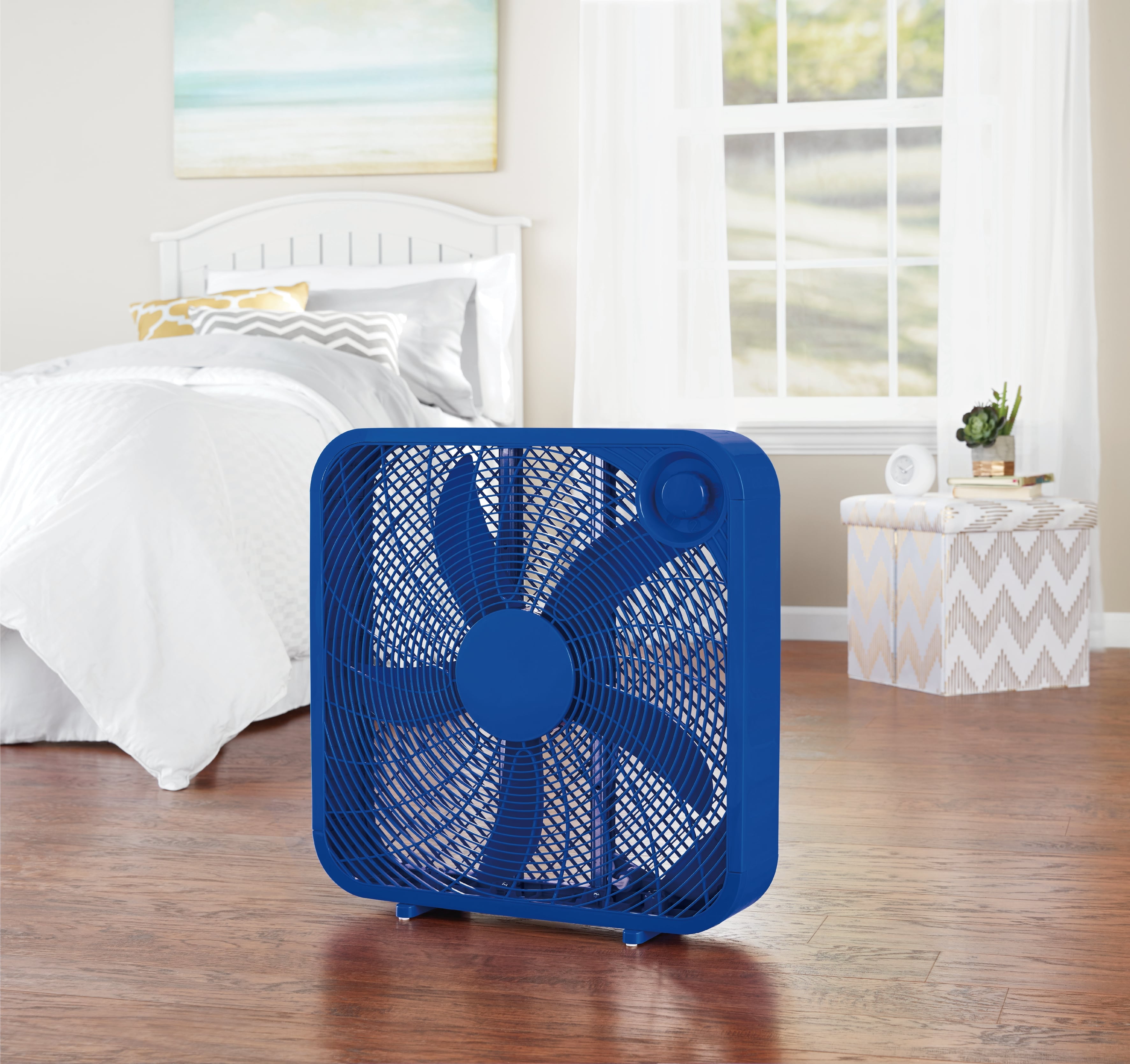 Mainstays 20-Inch Blue Box Fan with 3-Speed Settings, Model FB50-16HL