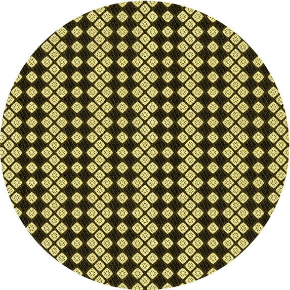 Ahgly Company Indoor Round Patterned Black Bean Brown Area Rugs, 8' Round