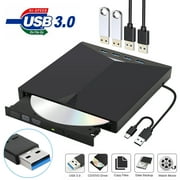 Celectigo 7-in-1 USB 3.0 External CD/DVD Drive, Type-C Player/Writer, 4 USB Ports, SD/TF Card Support, Black