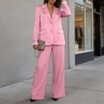 thumbnail image 4 of Purcolt Womens 2 Piece Pant Suit Elegant Casual Lapel Long Sleeve Blazer High Waist Wide Leg Trousers Formal Business Work Office Matching Set, 4 of 9
