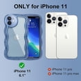 thumbnail image 2 of Compatible with iPhone 11 Case, Cute Curly Wave Frame Shape with Plating Edge, Camera Lens Cover & Soft TPU Silicone Heavy Duty Shockproof Protection Clear Phone case for iPhone 11, Blue, 2 of 14