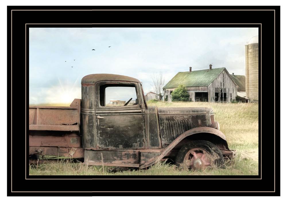"Vintage Farm Trucks I" Framed Art with Black Frame