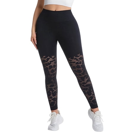 FYEGRE High Waisted Leggings for Women - Tummy Control Pants Non See Through Workout Soft Yoga Pants for Running Black L