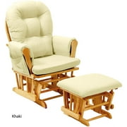 Stork Craft Custom Hoop Glider & Ottoman-Color:Khaki Cushions,Finish:Oak Finish