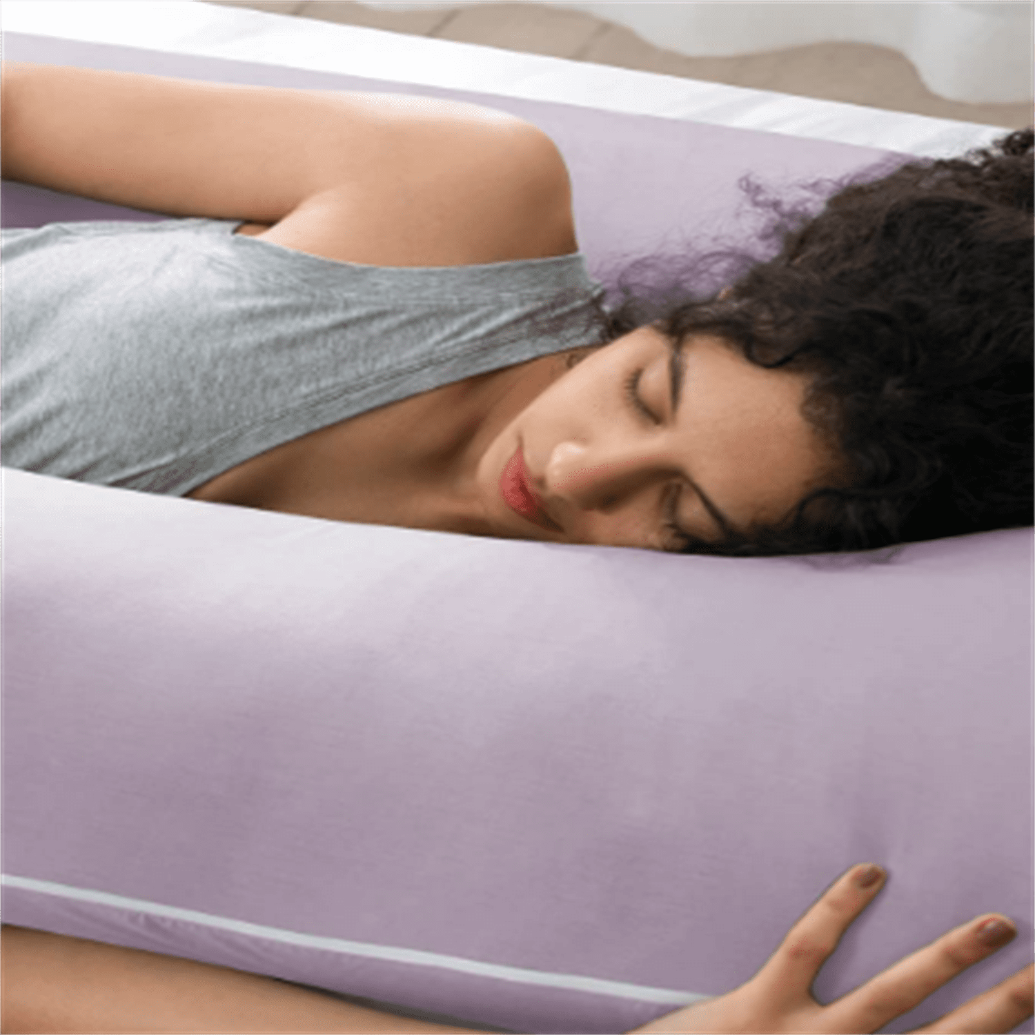 Cooling Pregnancy Pillows, U Shaped Full Body Maternity Pillow for Pregnant Support, Rayon Derived from Bamboo, Buttery Soft, Super Breathable for Hot Sleeper, Purple
