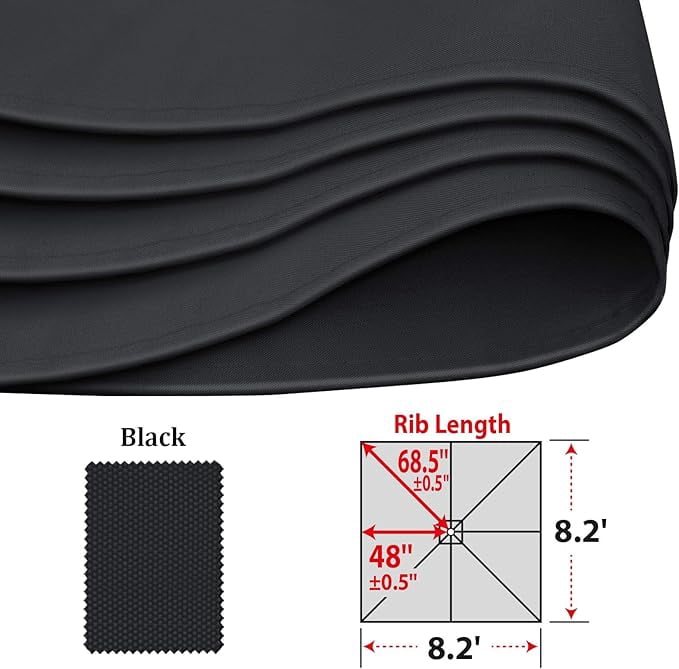 ALUVIERA Replacement Umbrella Canopy for 8.2ft x 8.2 ft 8 ribs