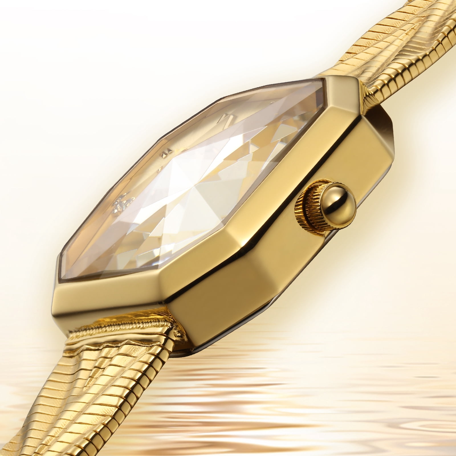 BERNY Small Gold Watches for Women, Dainty Luxury Diamond Dial, Stainless Steel Bracelet Watch, Fashion Ladies Analog Quartz Watch, Minimalist Waterproof Womens Wristwatch Gifts (Green)