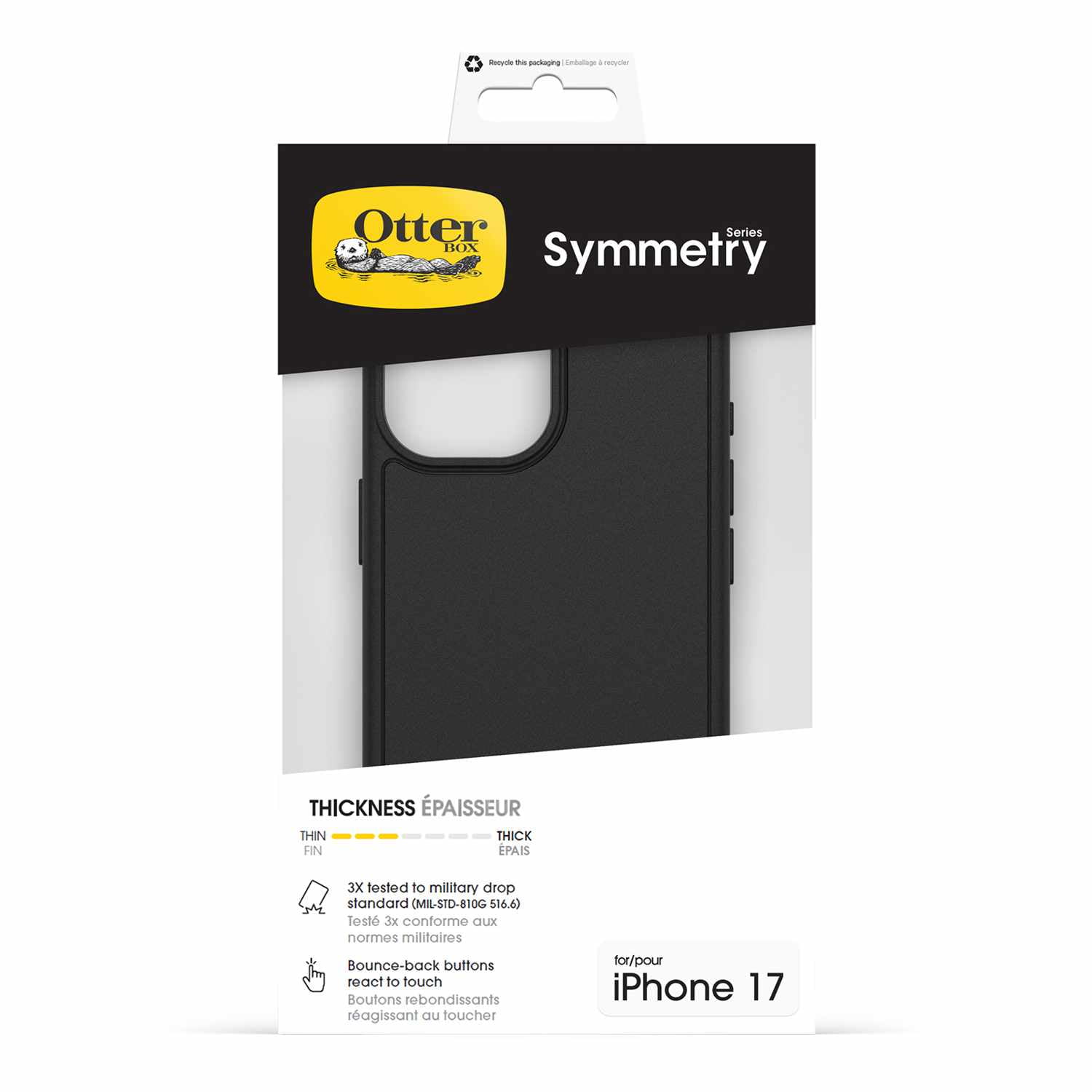 OtterBox Étui Symmetry MagSafe avec Contrôle de la Caméra Noir pour iPhone 17