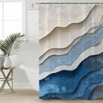 thumbnail image 2 of Extra Long Shower Curtain 72x96 Inch, Blue Ombre Shower Curtain Waterproof Bathroom Decor Modern Wave Abstract Art Fabric Bath Curtain Set Accessories with Hooks, 2 of 6