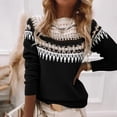 thumbnail image 4 of SETOOFF Women Geometric Pattern Crew Neck Knit Sweater Long Sleeve Color Block Printed Knitted Pullover Jumper Fall Winter Layering Top, 4 of 7