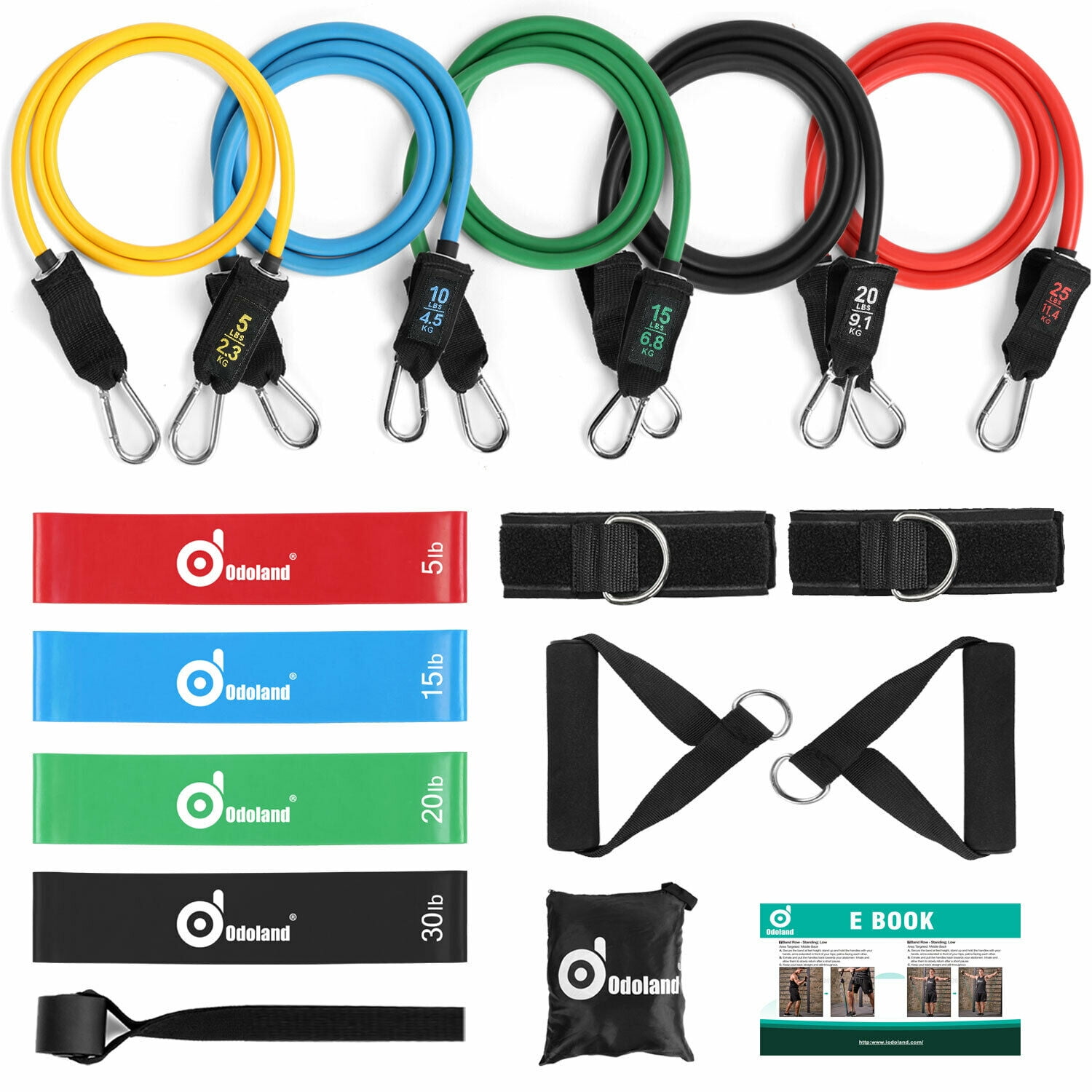 Odoland 16Pcs Resistance Loop Bands Exercise Straps Fitness Training