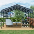 thumbnail image 4 of CarButler 12x21ft Metal Heavy Duty Carport Outdoor Canopy Large Garage with Galvanized Steel Roof and Frame for Driveway Car,Truck, 4 of 8
