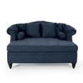thumbnail image 7 of Christopher Knight Home 62.5" Large Loveseat Chaise Lounge, Sofa Bed Couch with Scroll Arms and Pillows, Navy Blue, 7 of 7