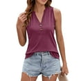 thumbnail image 2 of Summer Tops for Women Trendy Womens V Neck Button Loose Sleeveless Tank Tops, 2 of 8