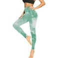 thumbnail image 3 of UTSJKR Women's Tie Dye Printed High Waist Yoga Pants Stretch Workout Leggings Tummy Control Gym Fitness Running Tights Plus Size Green XL, 3 of 5