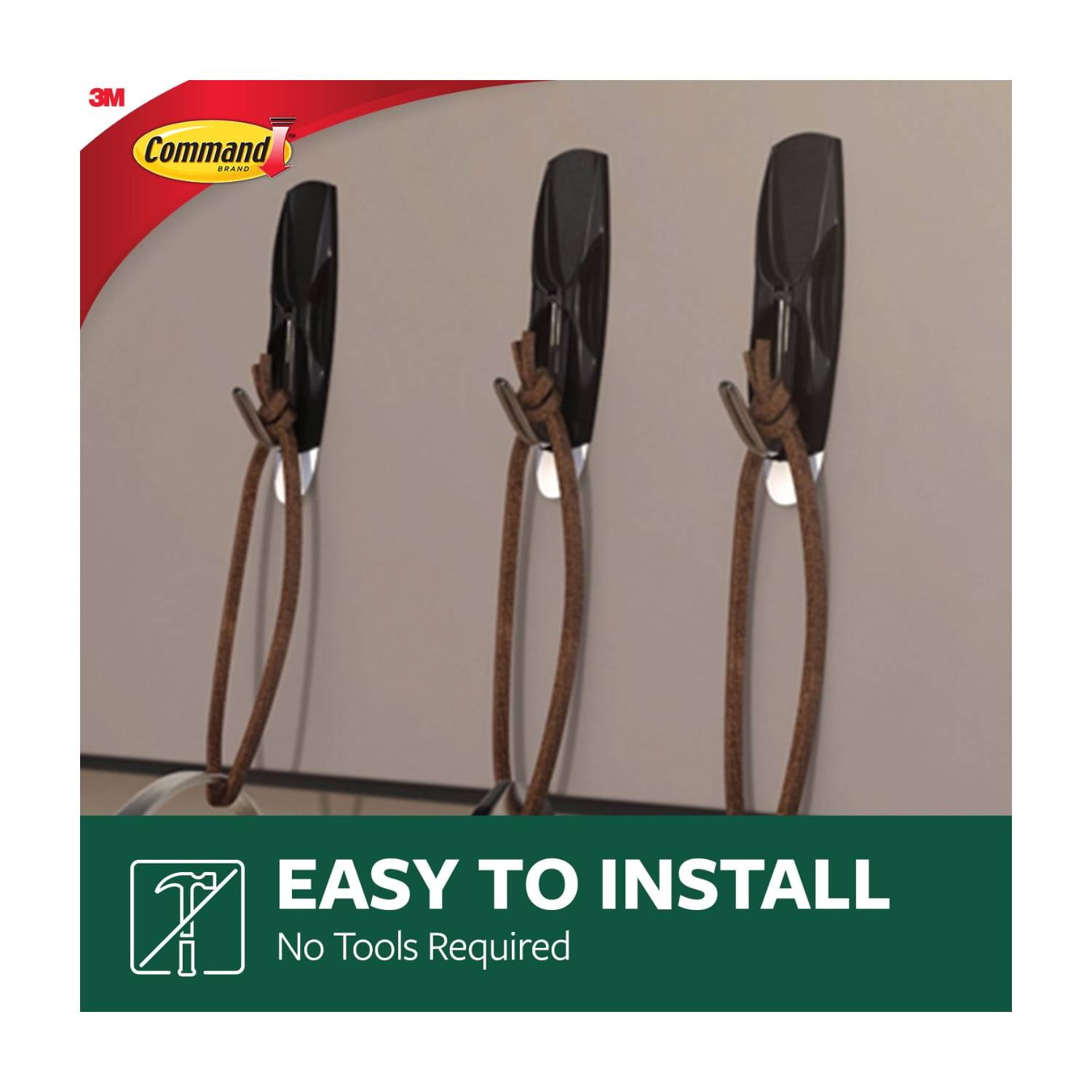 (3 pack) Command Outdoor Stainless Steel Wire Hooks Value Pack 17065S-6AWES, 6 hooks, 8 strips