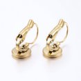 thumbnail image 2 of E373A - 10 pcs. (5 pairs) 304 Stainless Steel Golden Earring Clips Settings Lever Back Bezels Cabochons - 10mm Glue Pad Setting, 2 of 2