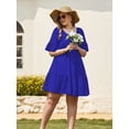 thumbnail image 3 of POSESHE Women Summer Tunic Dresses V Neck Casual Loose Flowy Swing Shift Dress, 3 of 4