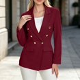 thumbnail image 5 of Qiggri Women's Blazer Lapel Collar Double Breasted Outerwear Long Sleeve Pockets for Spring Fall Office Casual Business Travel L, 5 of 9