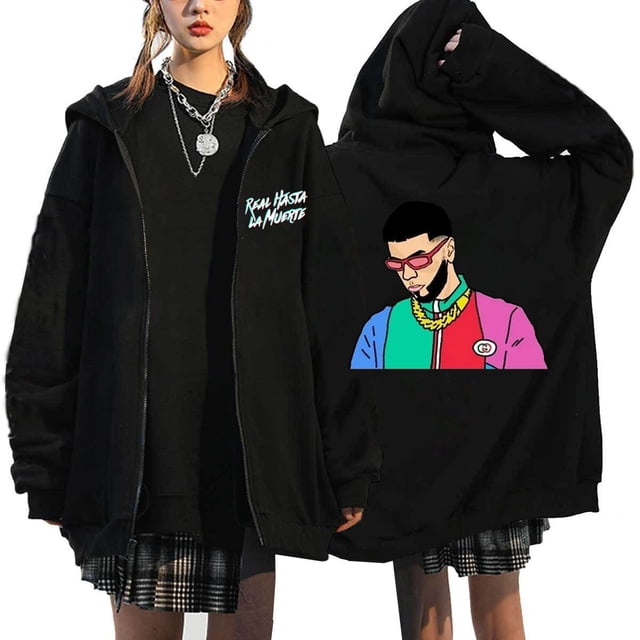 Anuel AA-Sudadera con capucha y cremallera estampada para hombre y mujer, chándal informal, ropa de Anime, Real Hasta La Muerte