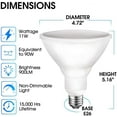 thumbnail image 4 of ENERGETIC Outdoor PAR38 LED Flood Light Bulb, Wet Rated, 90 Watt Equivalent (11W), 900 Lumens, Daylight 5000K, E26 Base, ETL Listed, 6 Pack, 4 of 6