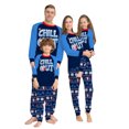 thumbnail image 1 of Avamo Ensemble de Pyjamas Assortis pour Femmes, Hommes, Enfants, Col Rond, Imprimé Bonhomme de Neige, Bleu, Maman, 1 of 8