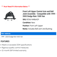 thumbnail image 2 of Front Left Upper Control Arm and Ball Joint Assembly - Compatible with 1999 - 2003 Dodge Ram 1500 Van 2000 2001 2002, 2 of 2