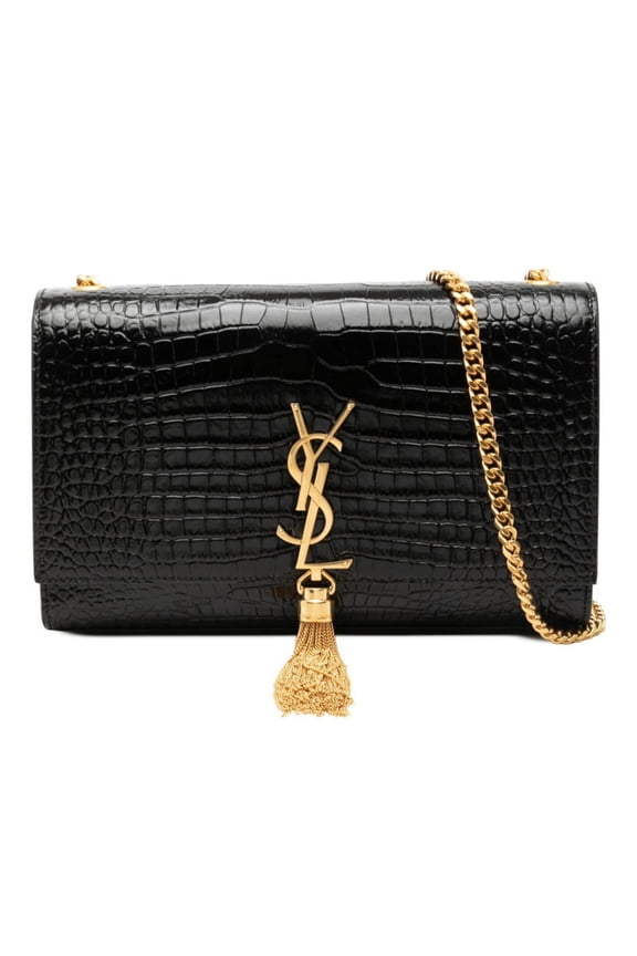 Pre-Owned Saint Laurent YSL Logo Kate Tassel Medium Crossbody Chain Shoulder Bag, Black...