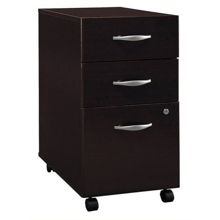 Fluted Cherry Pedestal - Bowery Hill 3 Drawer Mobile Pedestal in Mocha Cherry