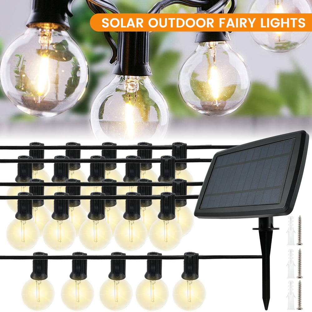 Solar Powered Retro Bulb Wire String Lights For Garden Outdoor Fairy Summer Lamp 