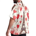 thumbnail image 3 of Eiffel Tower Valentine's Day Men's Short Sleeve Casual Printed Button Down Beach Shirts - Summer Fashion Tops, 3 of 6