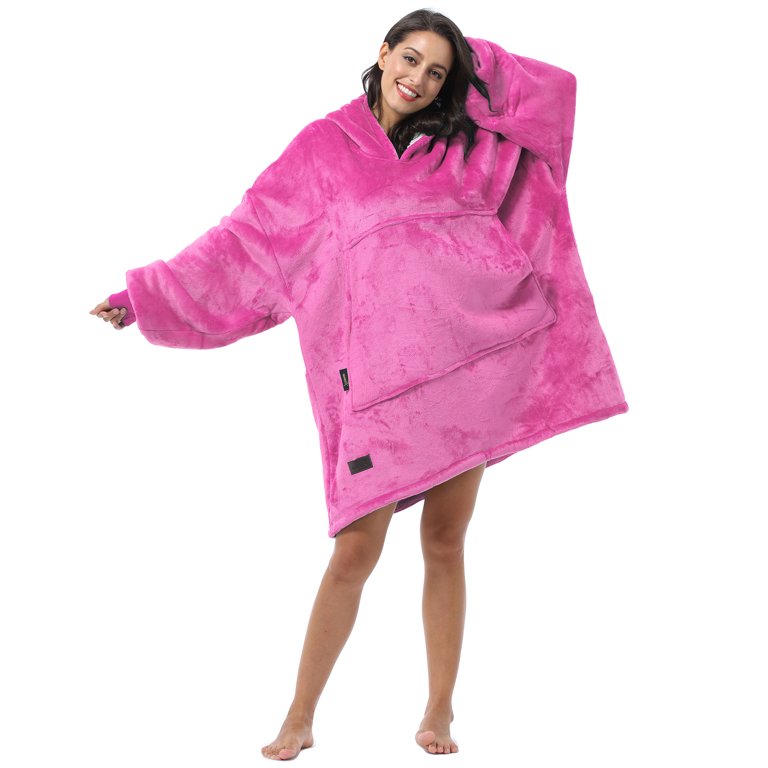 Wearable Blanket Hoodie Oversized Blanket Sweatshirt Pyjamas Pink-long 8a91, Pink-long