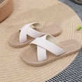 thumbnail image 6 of Quaouag Women's Criss Cross Strap Open Toe Straw Flat Sandals Boho Style Vacation Beach Slides Sandals, 6 of 6