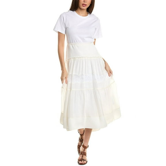 3.1 Phillip Lim womens  Silk-Blend T-Shirt Dress, 4, Ivory