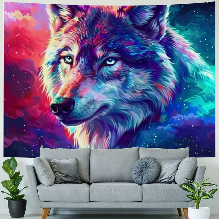 BCIIG Galaxy Wolf Tapestry Wall Hanging Art Deco Tapestries for Bedroom Living Room Dorm Walmart