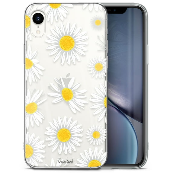 Case Yard iPhone-XR Case Clear Soft & Flexible TPU Ultra Low Profile Slim Fit Thin Shockproof Transparent Bumper Protective Cover Drop Protective Cell Phone Cases (Daisy Wheels)