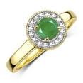thumbnail image 4 of RYLOS Rings for Women 14K Gold Plated Silver Halo Birthstone Ring with Round 4MM Gemstone &  Diamonds May Emerald Jewelry Size 5, 4 of 8